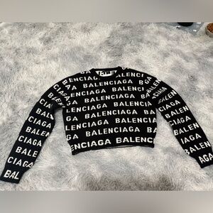 Balenciaga Intarsia-Logo Cropped Crew-Neck Jumper - New W/ Tags - Size Large